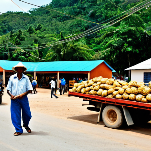Guyana's Natural Resources & Brazilian Industry**

"A vibrant marketplace scene in Georgetown, Guyana. In the foreground, Guyanese vendors are selling gold, timber, and bauxite. In the background, sleek Brazilian trucks are offloading goods like cars, machinery, and chemicals. Fully clothed vendors in modest attire are interacting with drivers. Perfect anatomy, correct proportions, natural pose, well-formed hands, proper finger count, natural body proportions, professional photography, high quality, safe for work, appropriate content, professional, modest, family-friendly."

**