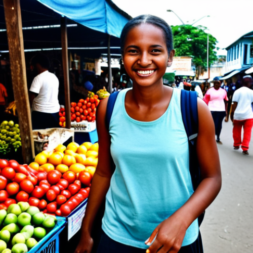 Exploring Georgetown on a Budget**

"A young, fully clothed traveler with a backpack, wearing modest clothing, exploring a vibrant street market in Georgetown, Guyana. The scene is bustling with locals and colorful stalls selling fresh produce and local crafts. The traveler is smiling and interacting with a vendor. Appropriate attire, safe for work, perfect anatomy, correct proportions, natural pose, professional photography, high quality, family-friendly scene."

**