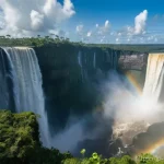 가이아나 항공편 정보 - A breathtaking panoramic view of the Kaieteur Falls in Guyana, captured from a slightly elevated per...